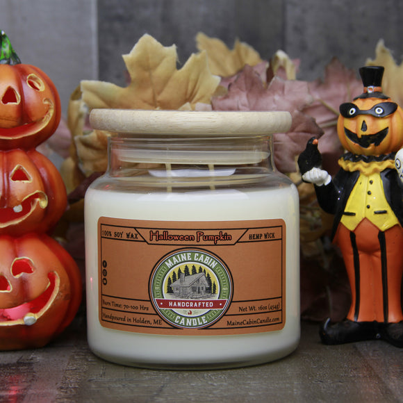 Halloween Pumpkin 16oz Premium Glass Jar Candle