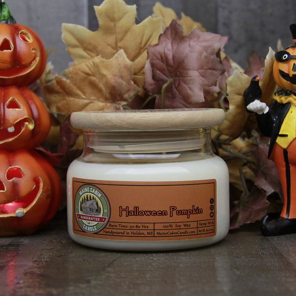 Halloween Pumpkin 8oz Premium Glass Jar Candle